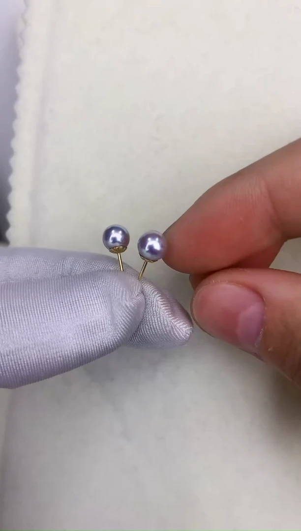 18K金镶嵌DA海水珍珠 GD083 耳钉 5.5-6