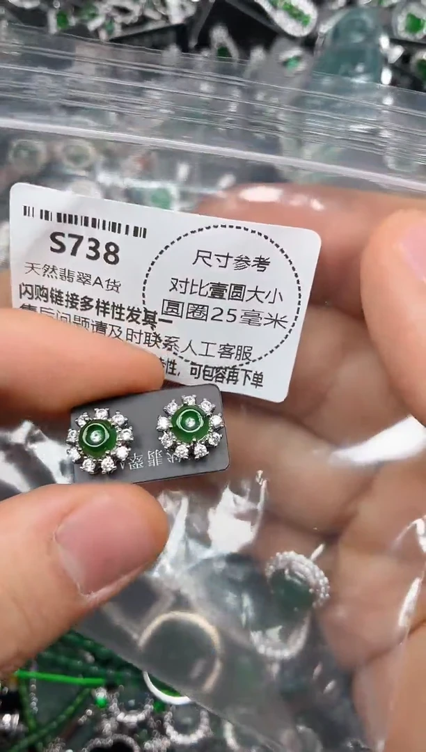 颈饰未镶嵌翡翠S738耳钉