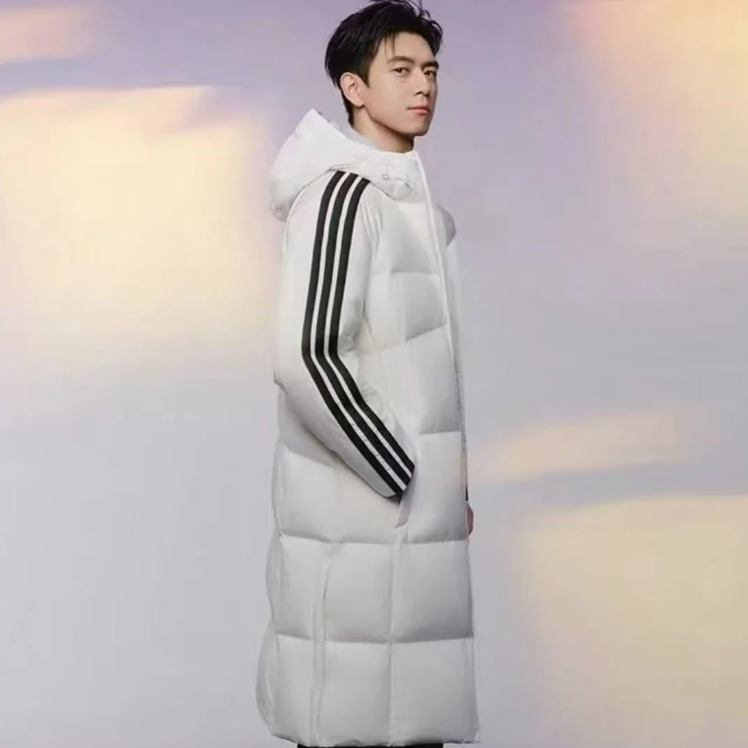 adidas/阿迪达斯中性拒水防风长款600蓬鸭绒连帽羽绒服-KC2497