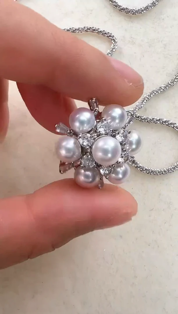 【闪购商品】拼合珍珠（马贝珠）吊坠(赠链)合金七珠吊坠