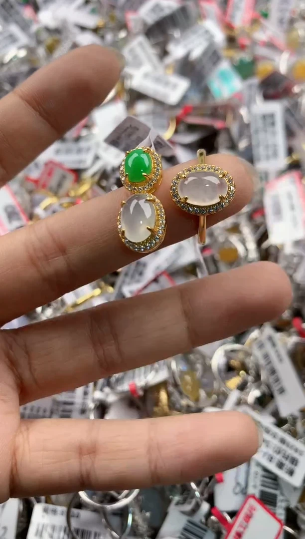 银S925镶嵌戒指翡翠777----10