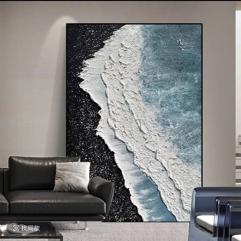 大芬村油画客厅装饰画沙发背景床头肌理画轻奢风手绘油画
