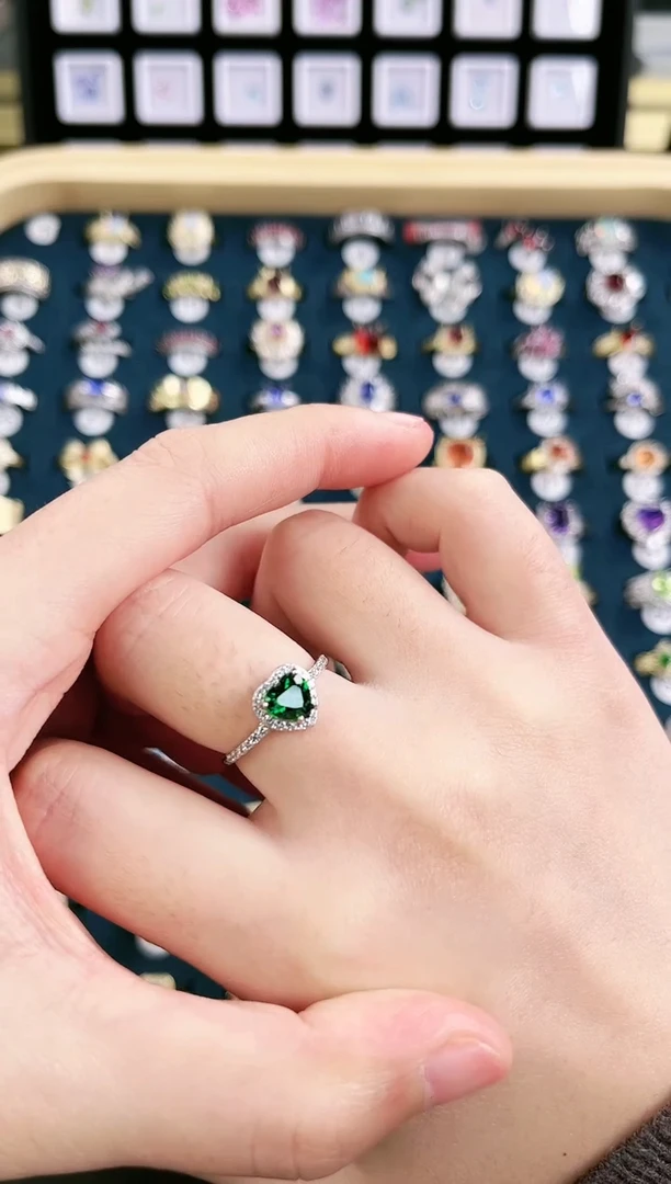 银S925镶嵌透辉石戒指f03