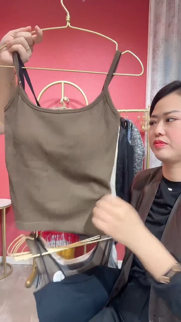 棉美背吊带 一灰一黑