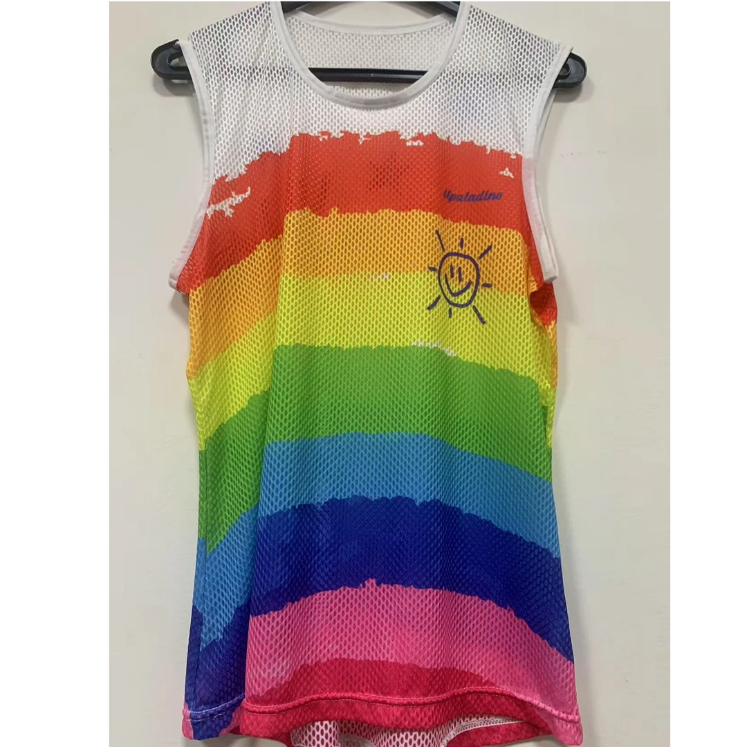 SQ 1801【彩虹提花大网排汗背心】速干内搭紧身 吸湿排汗 透气速干