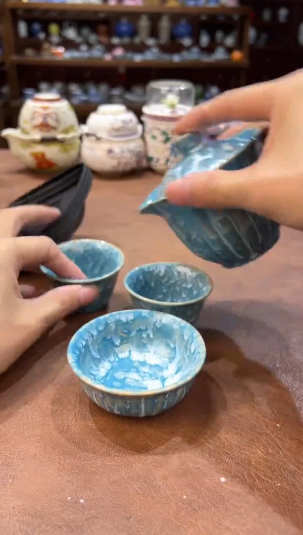 真的很便宜超好看会开片的旅行茶具