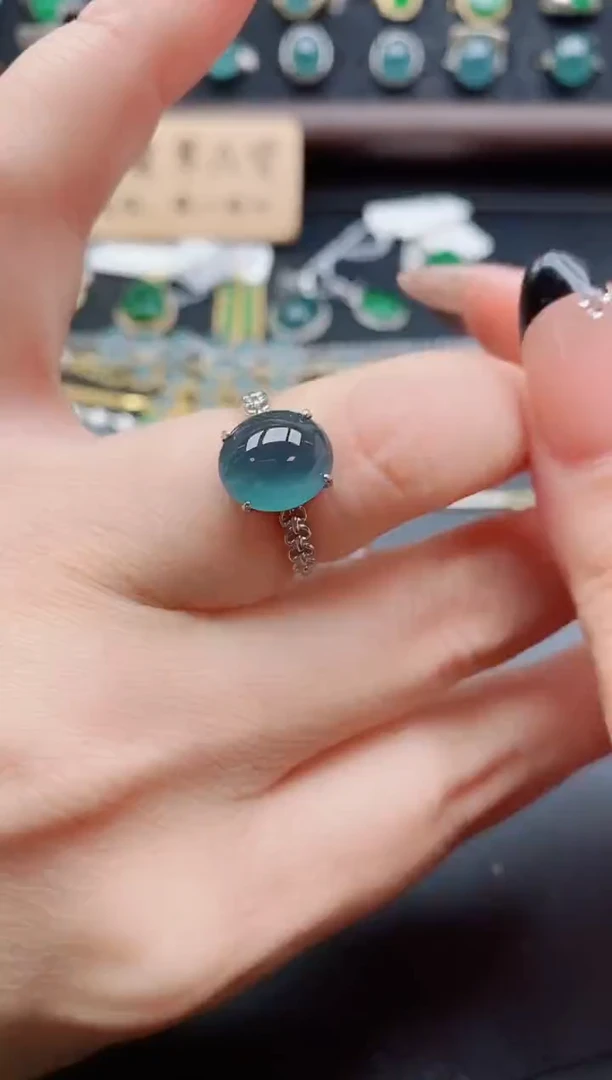 银S925镶嵌戒指翡翠1