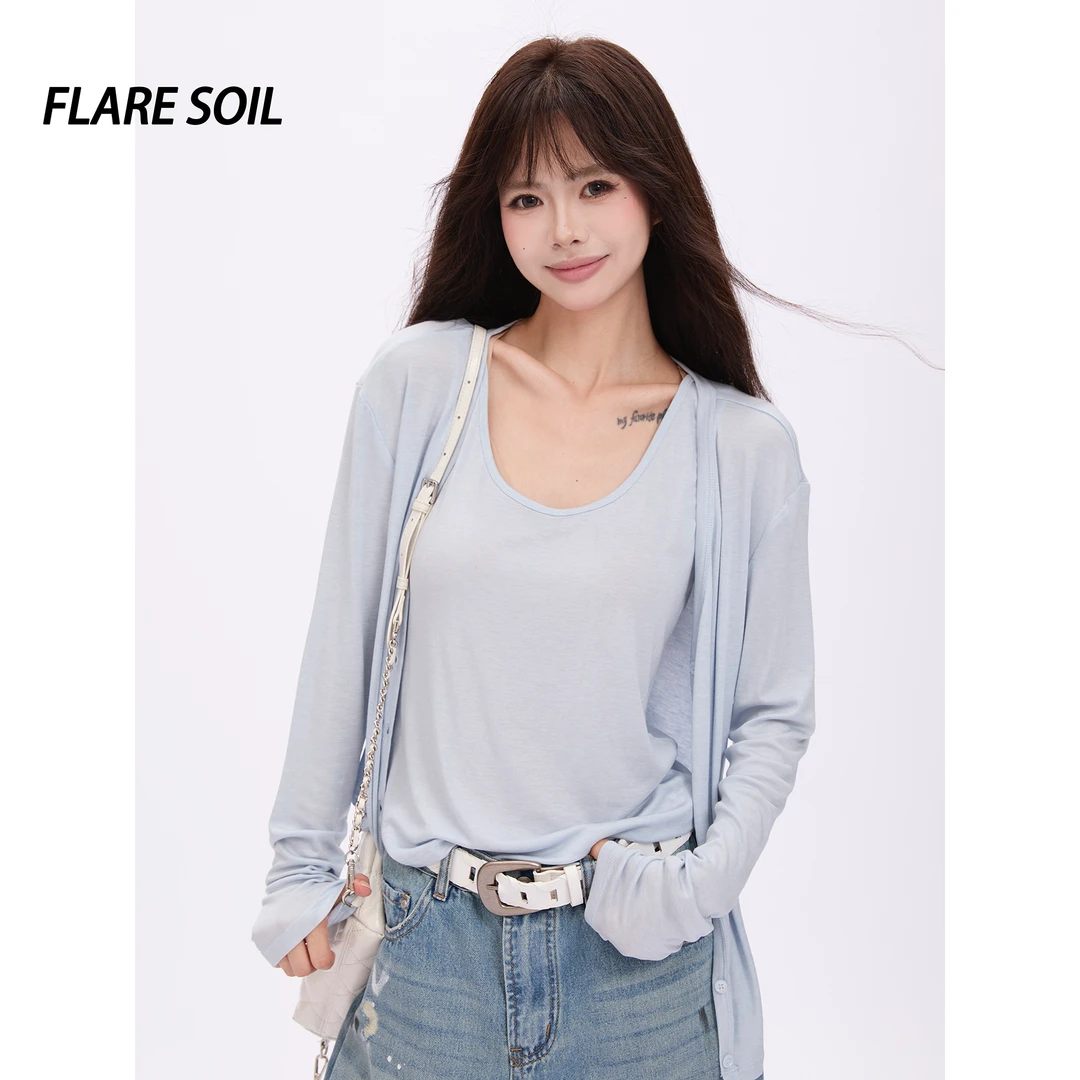 【FLARE SOIL】（现货）吊带背心内搭+气质百搭长袖开衫两件T457AE