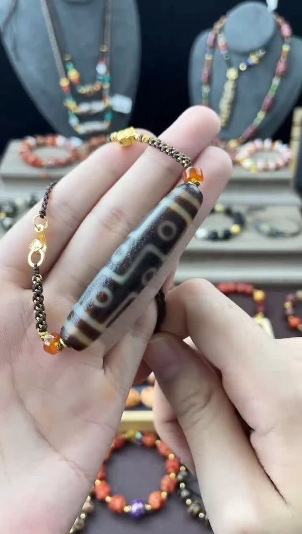 颈饰未镶嵌水晶美泓老牙黄折线九眼锁骨链