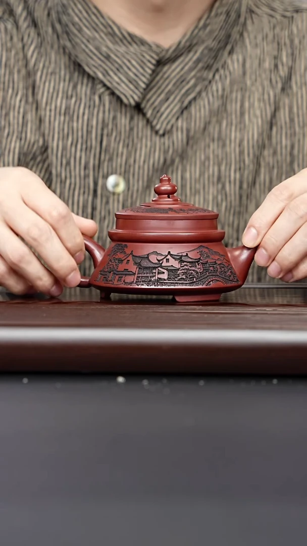 茶壶紫砂宜兴紫砂 亭台宝塔壶 顾林芳