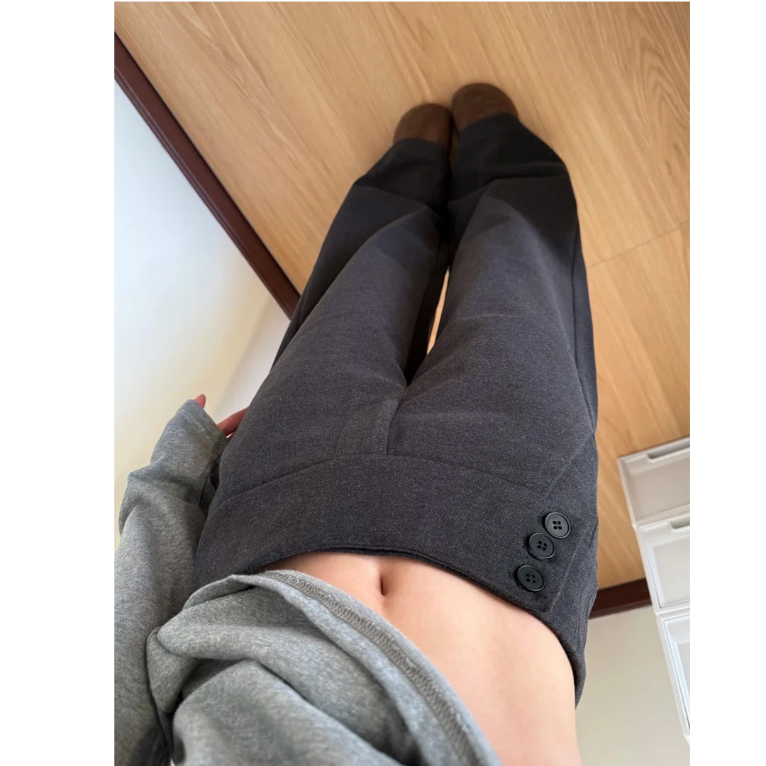 大码女装肥妹妹mm加绒阔腿毛呢西装冬高腰宽松显瘦休闲长裤200斤