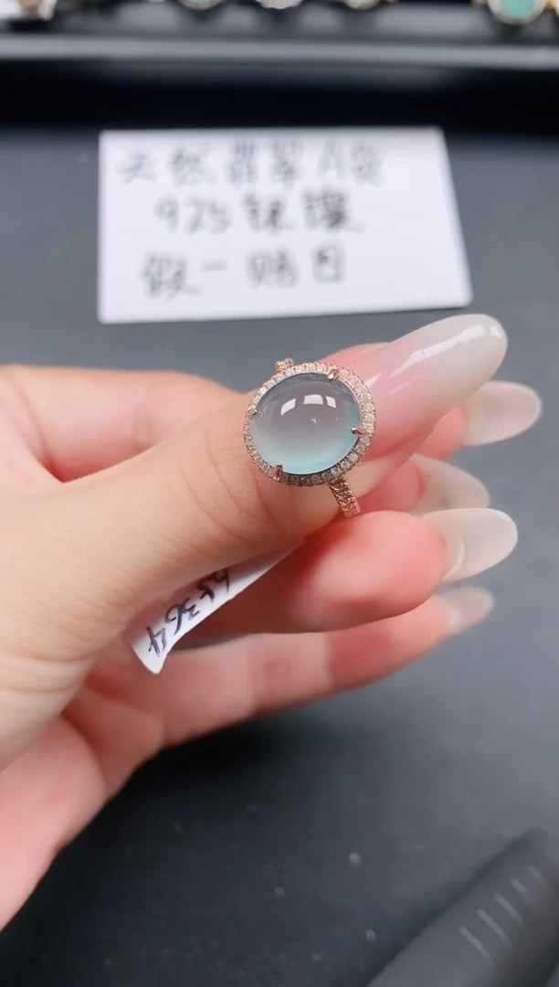 翡翠戒指银S925镶嵌1111
