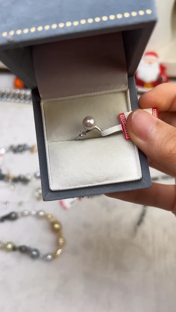 银S925镶嵌戒指海水珍珠珍珠