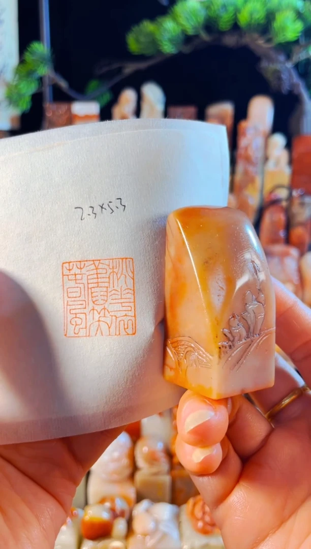 老挝石印石手工篆刻《桃花依旧笑春风》