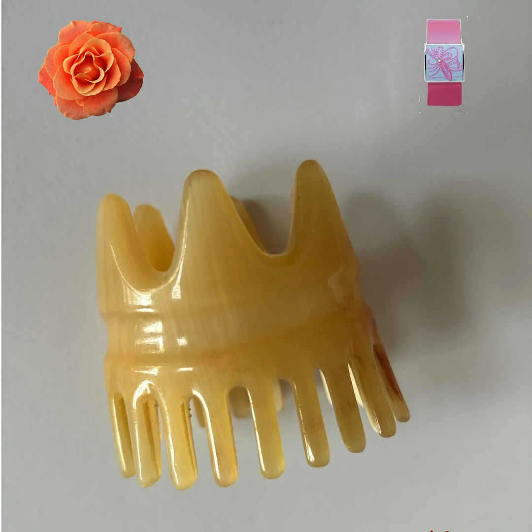 牛角梳头疗梳男女家用大宽齿按摩点穴梳子正品纯牦牛角头部经络梳