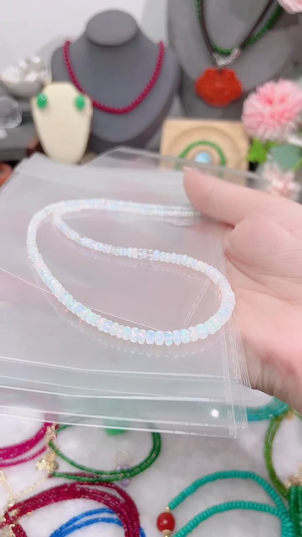银S925镶嵌欧泊颈饰白199