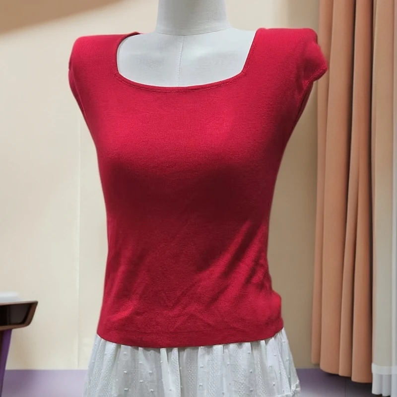 【ASKYO】夏天方领针织短袖