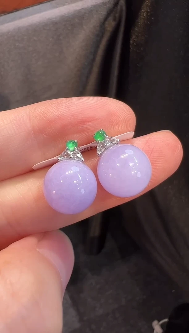 翡翠18K金镶嵌耳饰L1耳饰