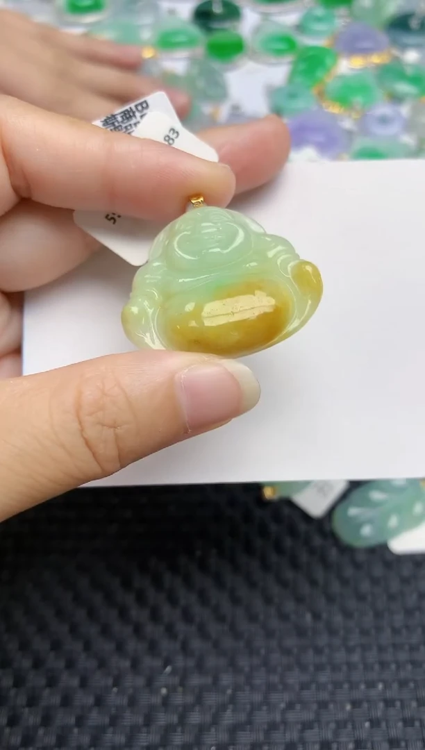 翡翠18K金镶嵌颈饰天然缅甸A货翡翠百元以上9元证书费自理