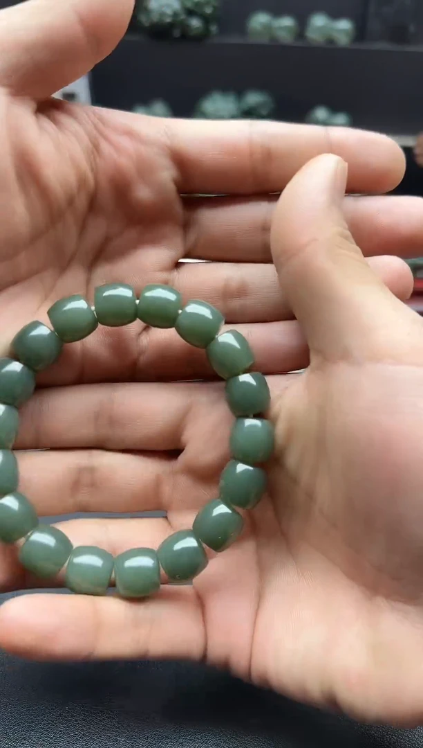 未镶嵌手串和田玉且末蓝卡12M直切手串