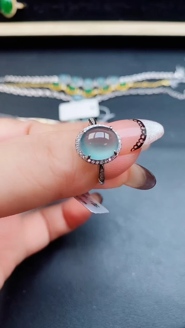 翡翠戒指银S925镶嵌50805