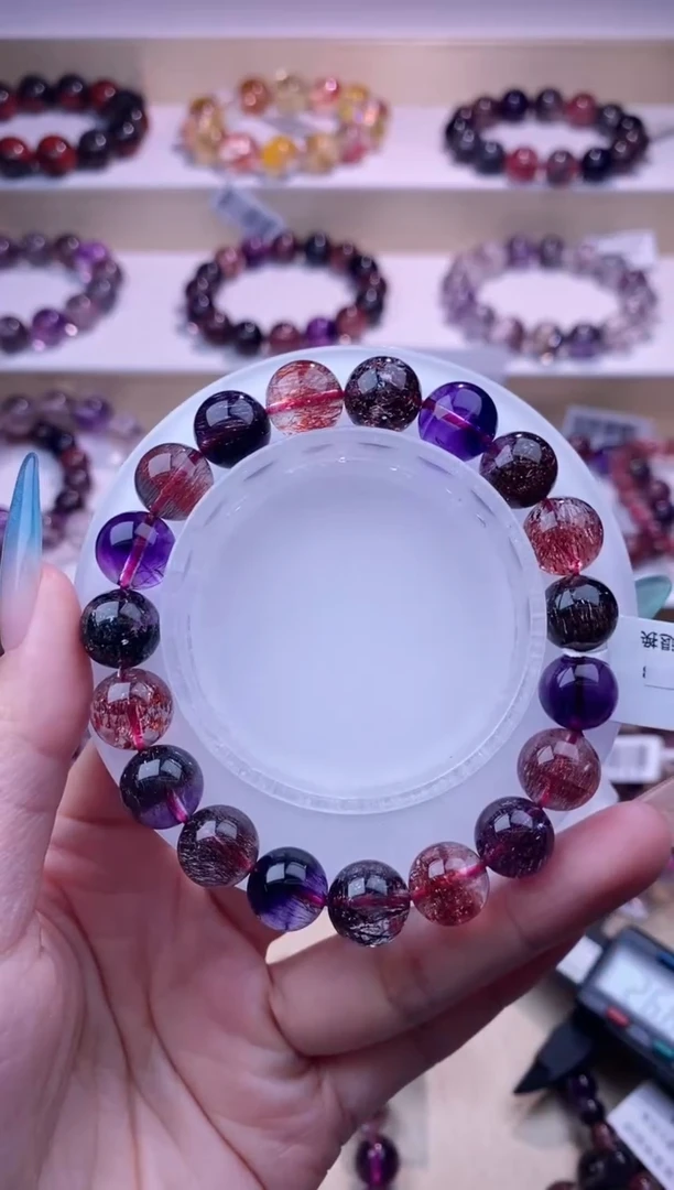 未镶嵌手链水晶黑加仑超七单圈10m+