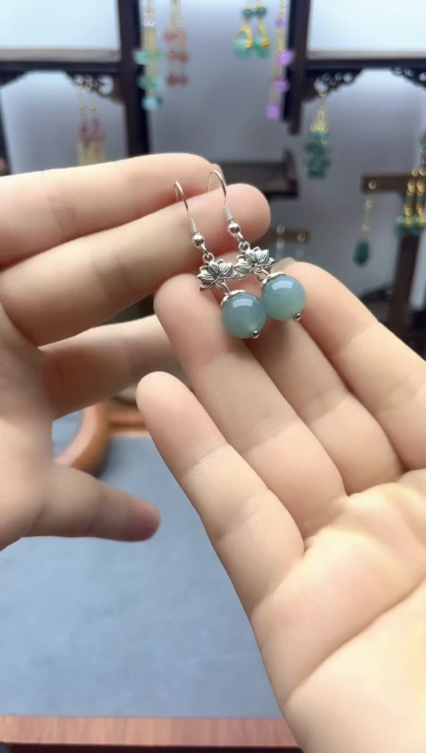 银S925镶嵌翡翠耳饰001000