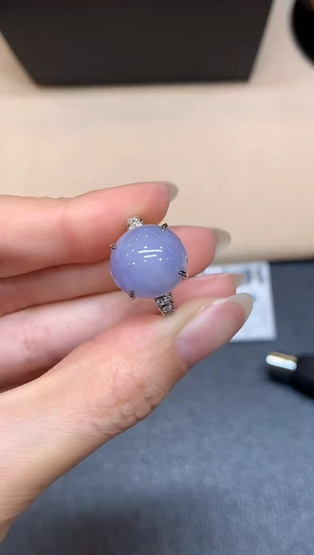 18K金镶嵌戒指翡翠6【无服务费蛋面【无服务费