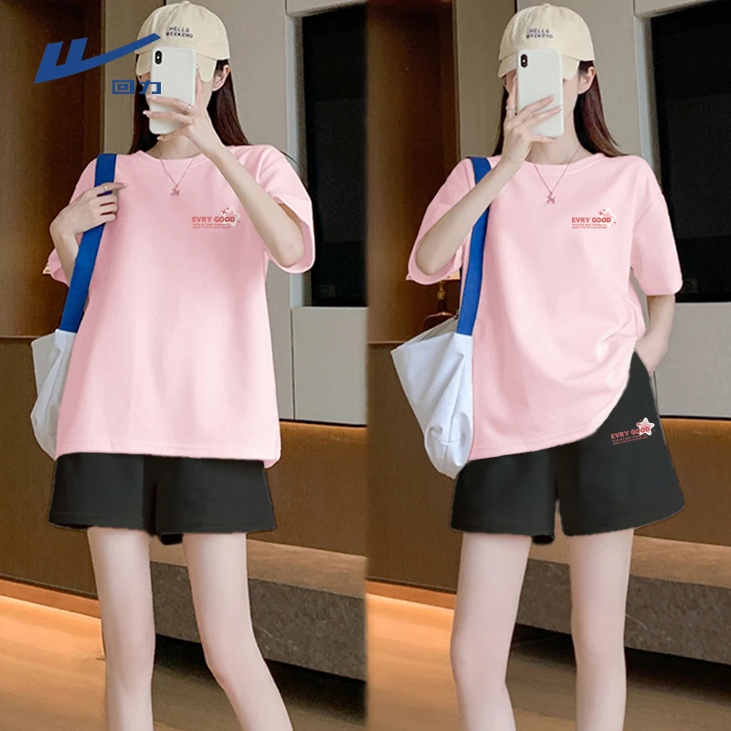 Warrior/回力运动服套装女2025新款夏季休闲小个子纯棉短袖短裤L