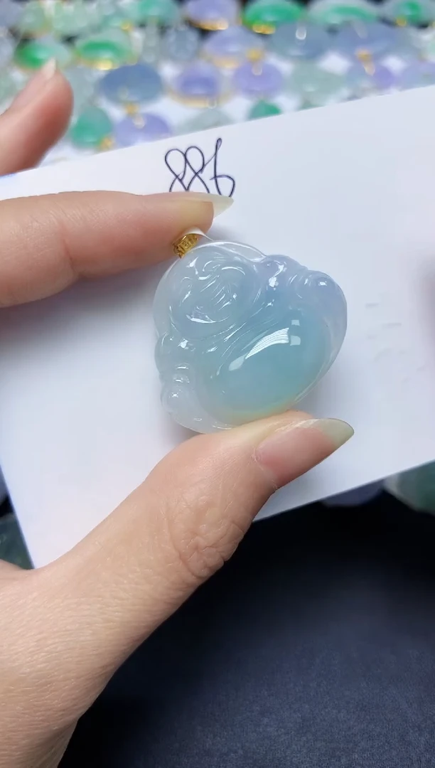 翡翠18K金镶嵌颈饰天然缅甸翡翠A货