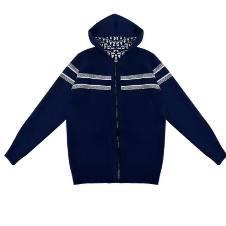 原高定秋新款藏青美式两面穿女装双面穿山毛呢混纺连帽外套上衣