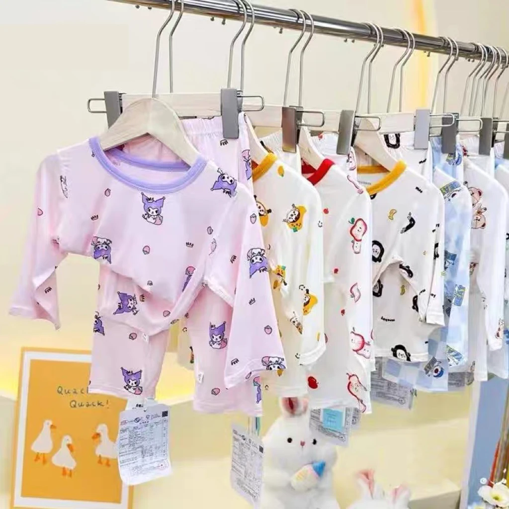 【1979人收藏】儿童睡衣夏季薄款无骨九分男女童家居服透气空调服