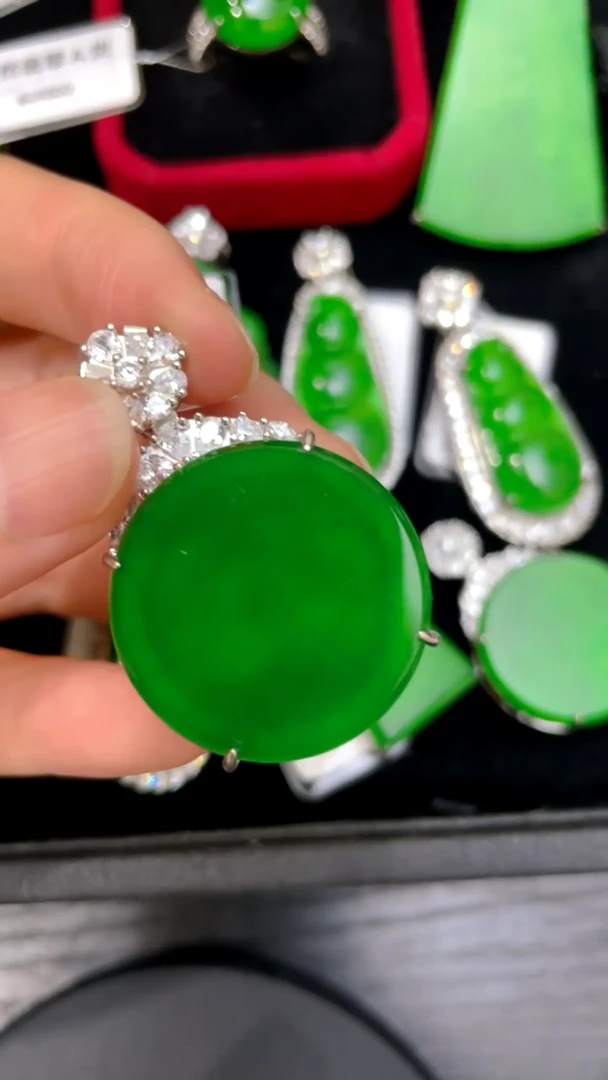 翡翠银S925镶嵌吊坠(不含链)吊坠