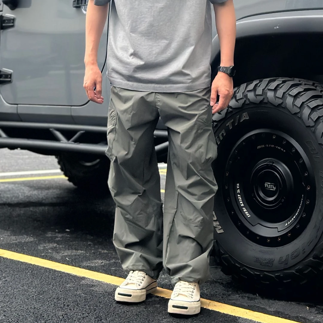 LIGHTEYES夏季轻薄超宽松速干松紧腰阔腿裤工装裤伞兵裤男27312