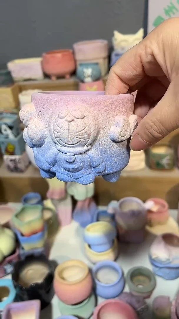 麦饭石粗陶多肉花盆7*6