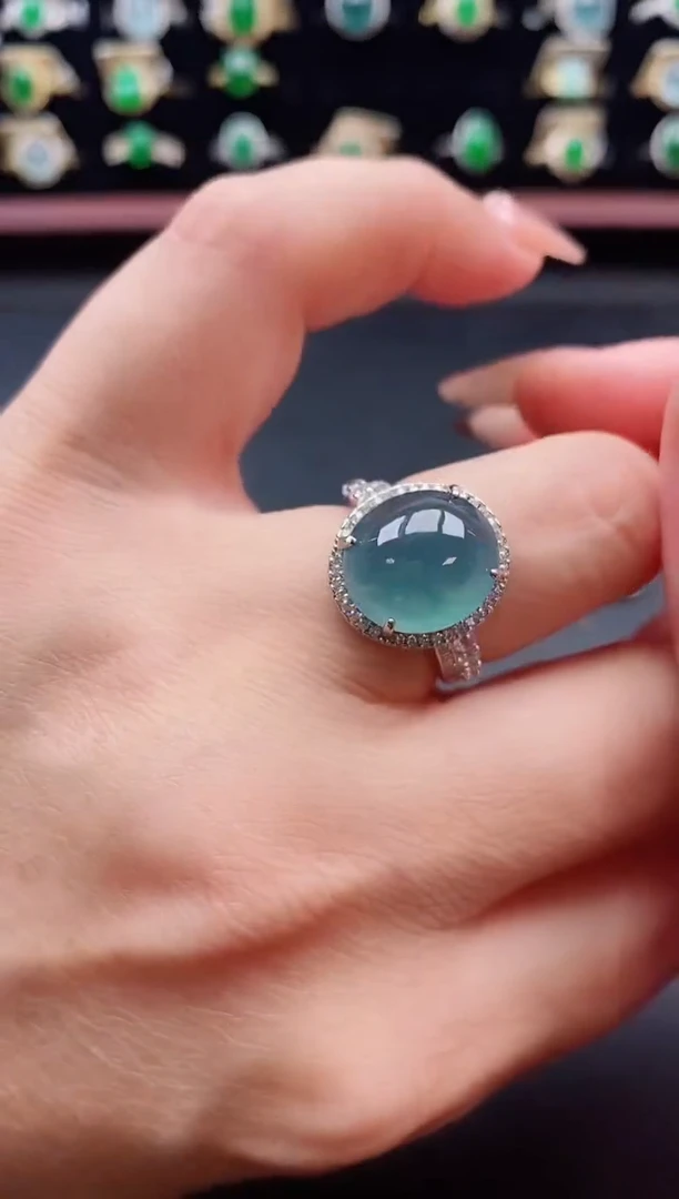 银S925镶嵌戒指翡翠1