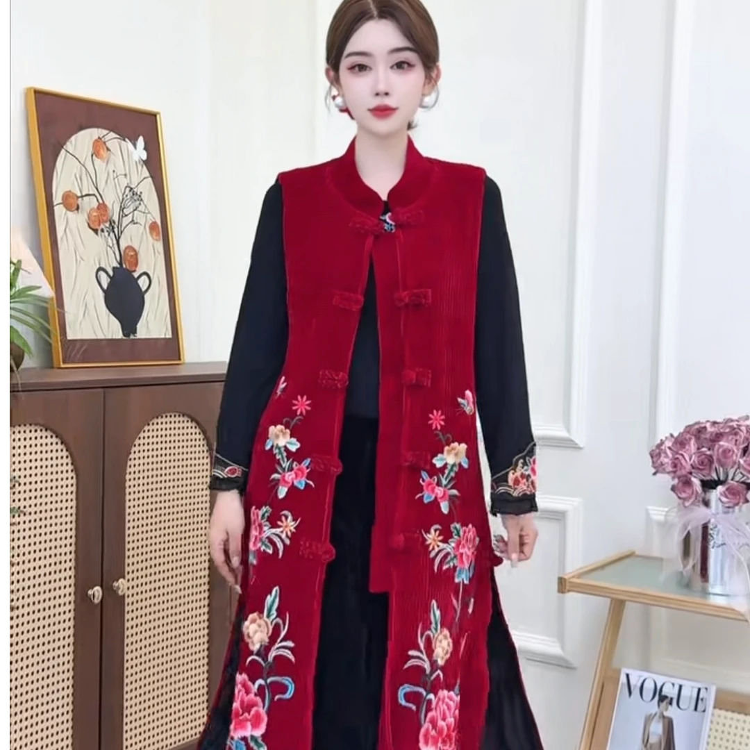 565新中式长袖刺绣短马甲民族风