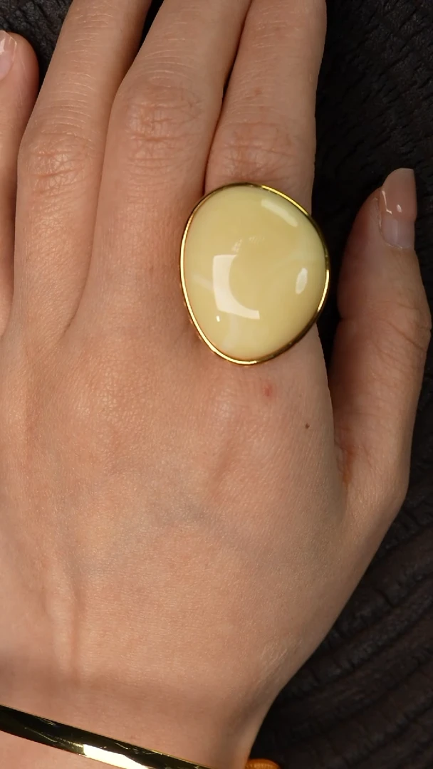 银S925镶嵌蜜蜡戒指孤品*-白蜡戒指