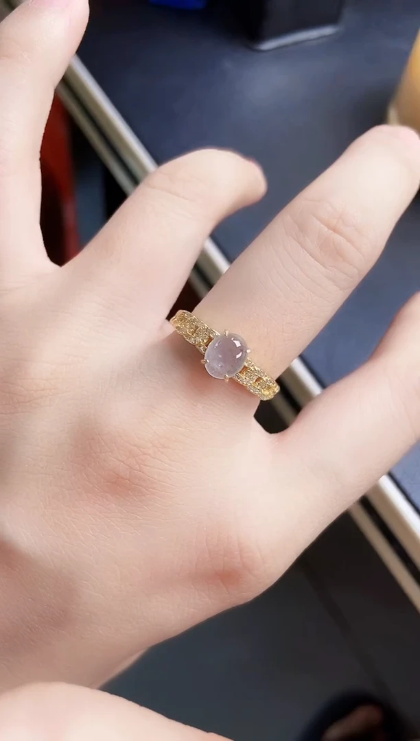 翡翠戒指银S925镶嵌123499