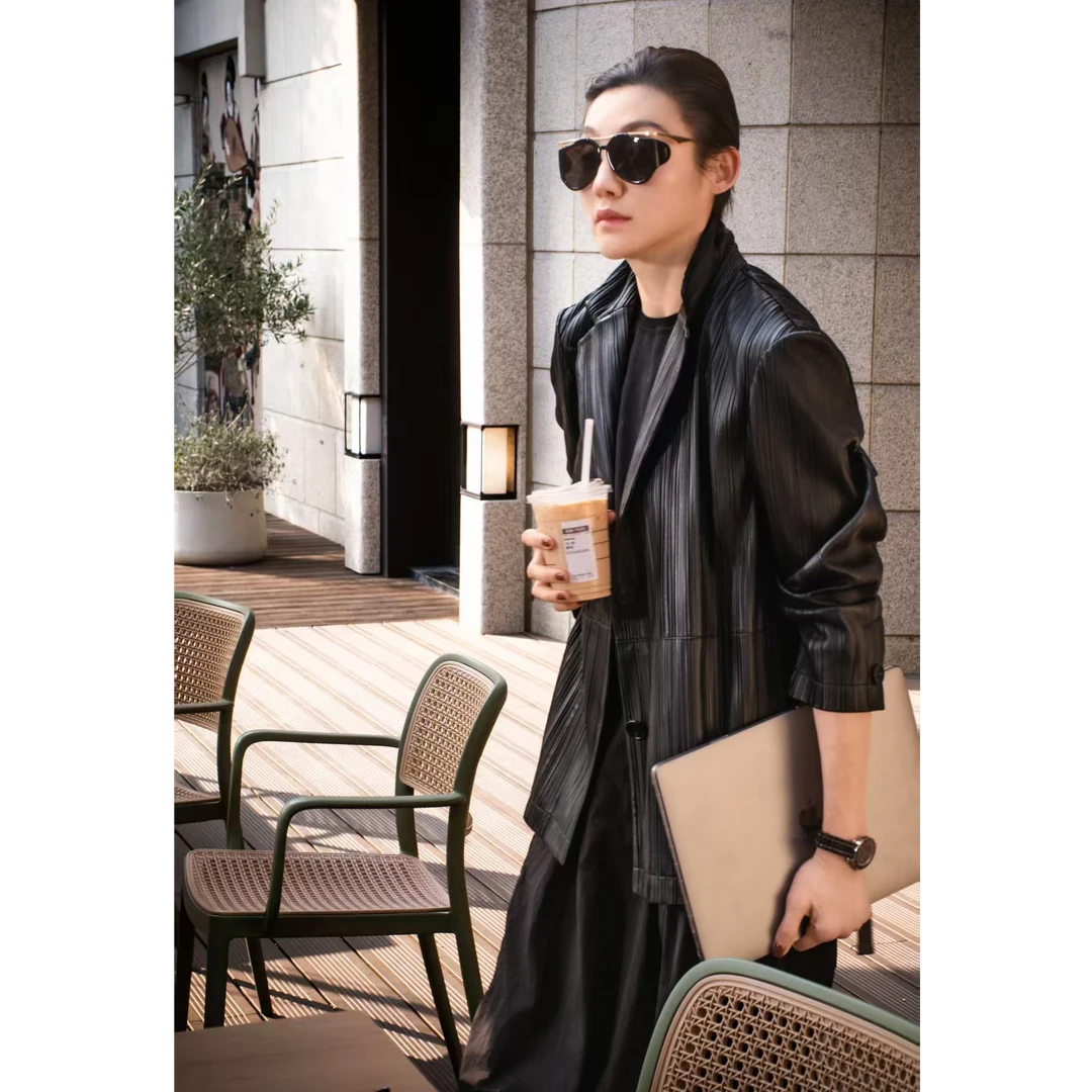 西装领 排扣 绵羊皮 皮衣  WT1142