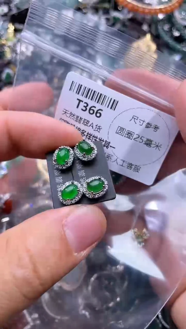 【闪购商品】翡翠颈饰未镶嵌T366耳钉 多样性发其一