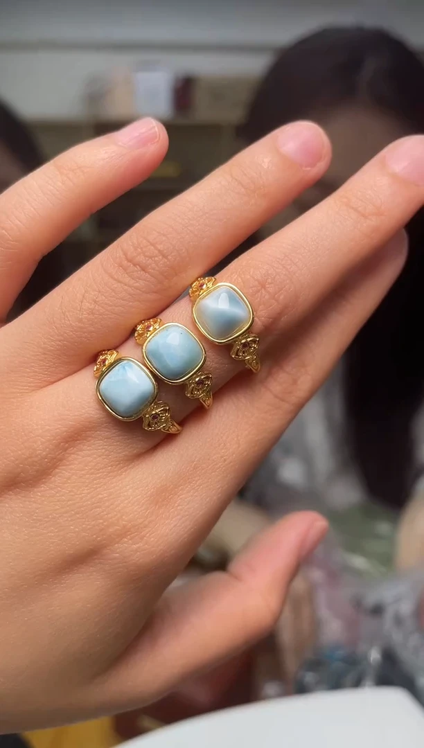 针钠钙石（海纹石）未镶嵌戒指（多样性单个发货）