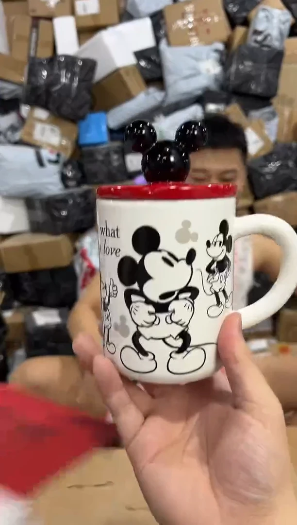 瓷片原盒米奇手稿带盖杯
