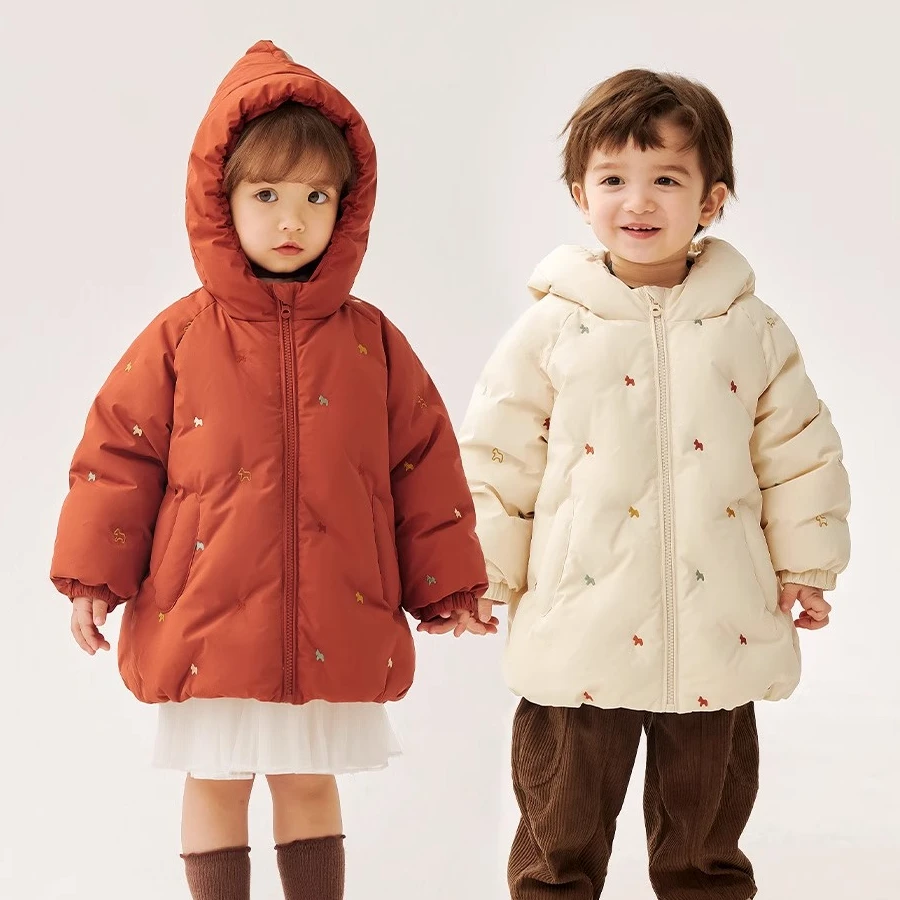 【中长款90绒】A类加厚三防安心绒男女童连帽羽绒服保暖儿童拜年服