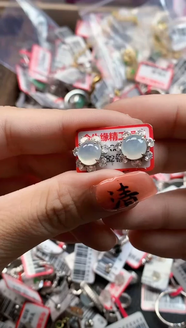 银S925镶嵌戒指翡翠天然A货缅甸翡翠