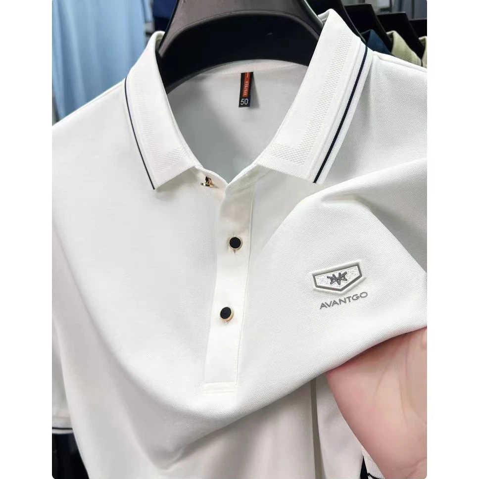 齐鱼休闲透气中年高端polo衫短袖男士T恤2025新款夏季薄款衬衫领