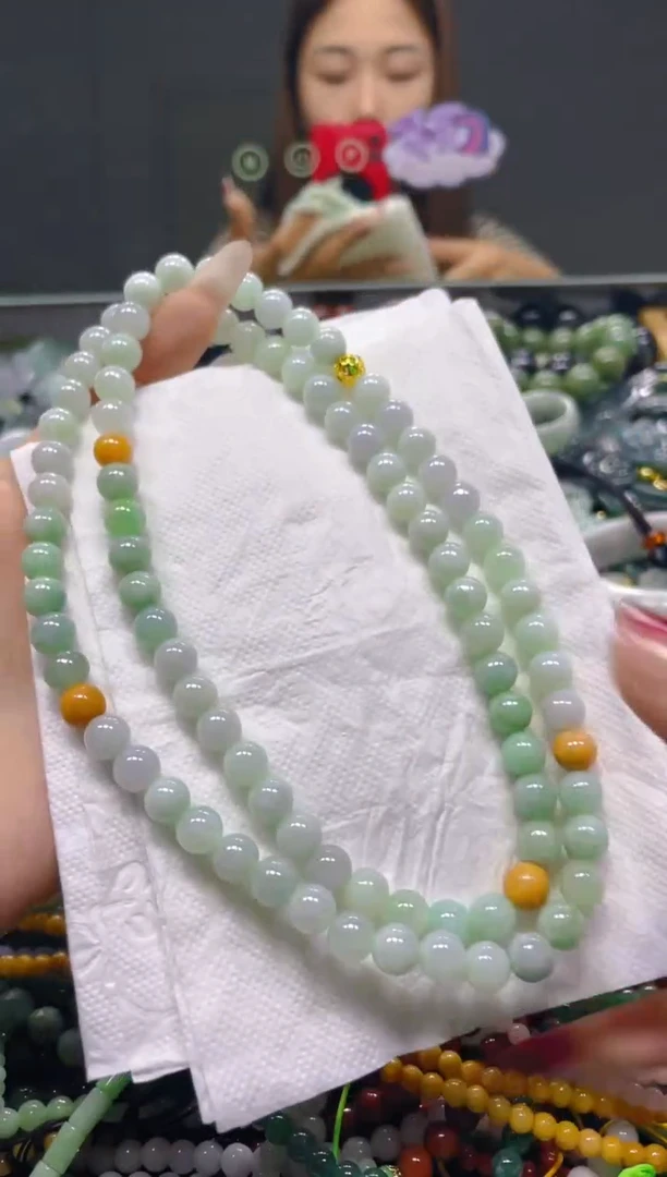 颈饰未镶嵌翡翠7MM/T/翡翠A货，一件也是批发价