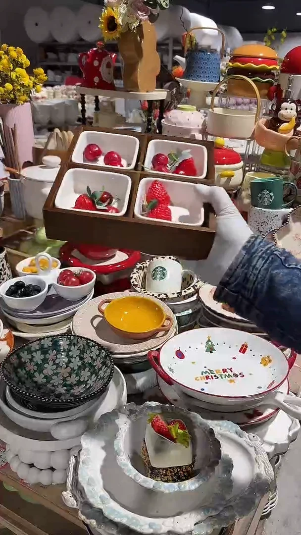 陶瓷四宫格方碗5件套微瑕 凑满20元包邮