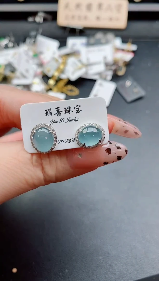 银S925镶嵌戒指翡翠1