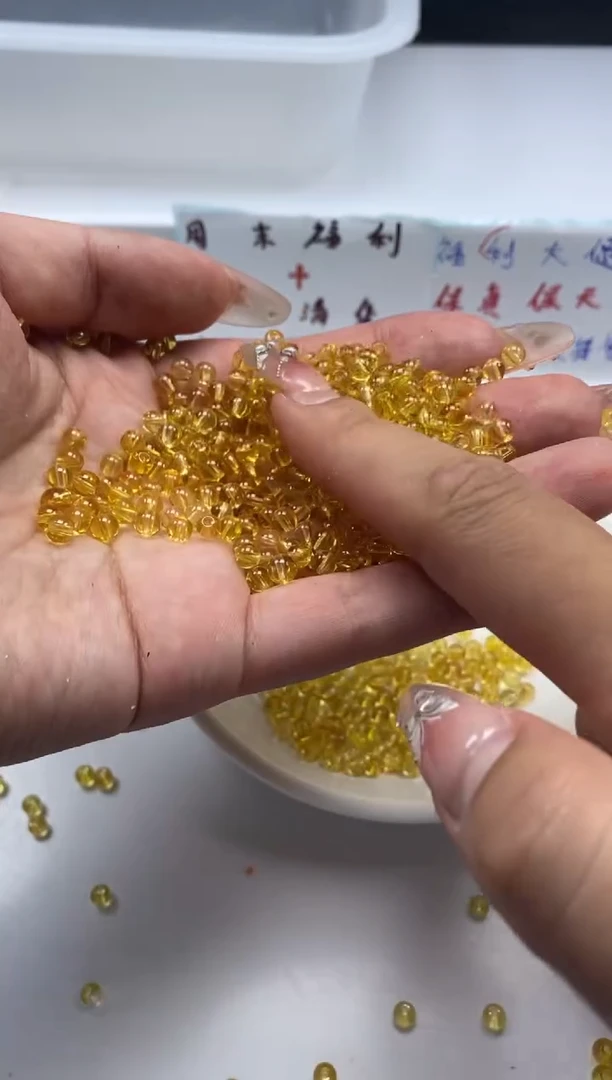 未镶嵌颈饰水晶w128全净体黄水晶4mm*20颗